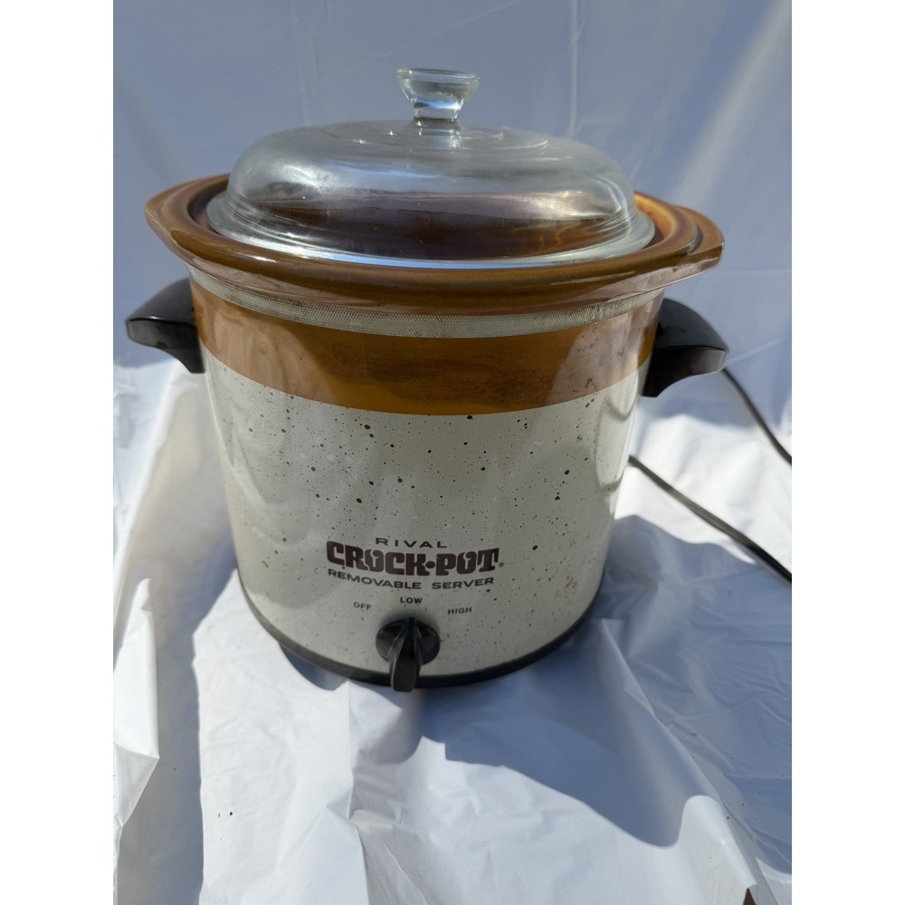 Vintage 70s Rival Crock Pot 3150/2 Slow Cooker 3.5 Qt Removeable Stoneware